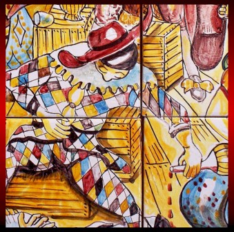 Arlecchino e Pulcinella - particolare