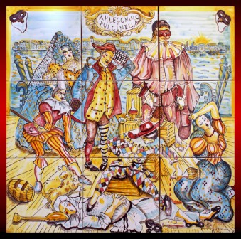 Arlecchino e Pulcinella - pannello - cm. 60 x 60