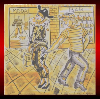 A thief steals the money to Harlequin - in. about 8 x 8