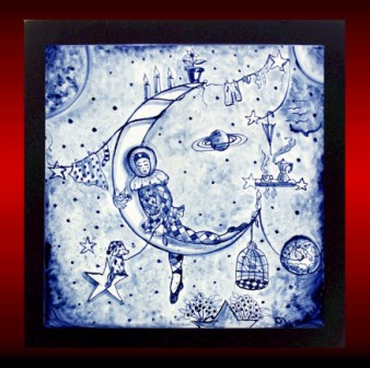 L'astrinauta - maiolica - cm 25 x 25