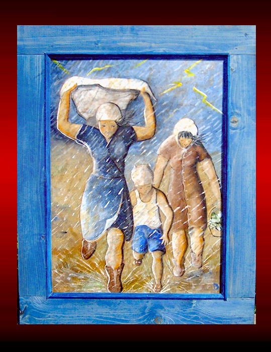 Temporale estivo - tecnica mista su tavola - cm. 60 x 80