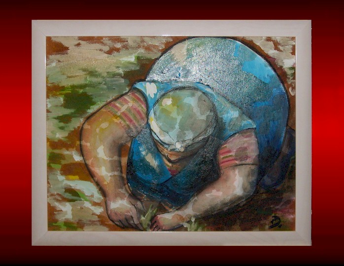 a Terra - tecnica mista su tela - cm. 40 x 50