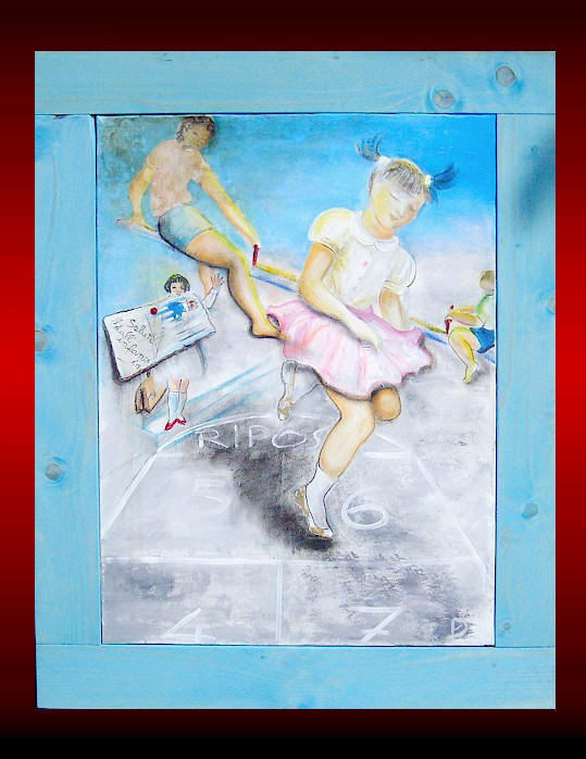 Saluti dall' infanzia - tecnica mista su tela - cm. 60 x 80